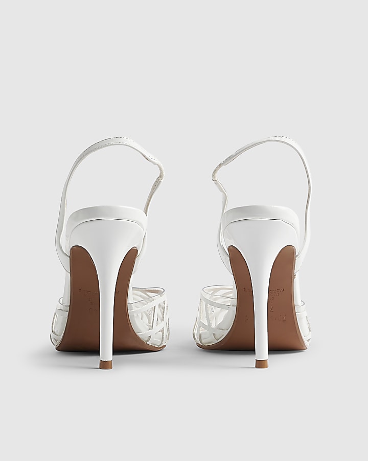 White Perspex Court Slingback Heels