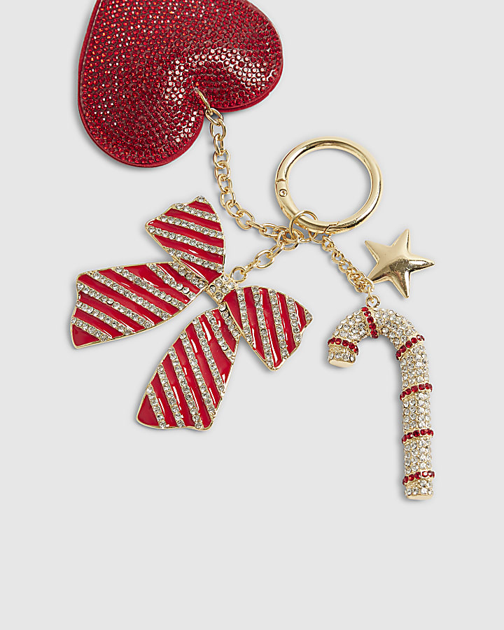 Red Christmas Heart Bag Charm