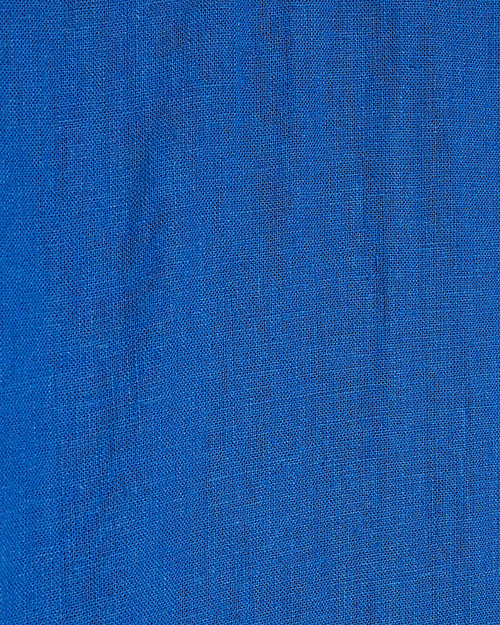 Petite Blue Linen Blend Top