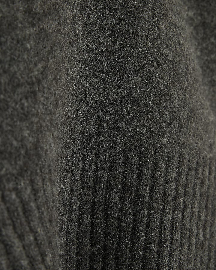 Grey Button Neck Jumper