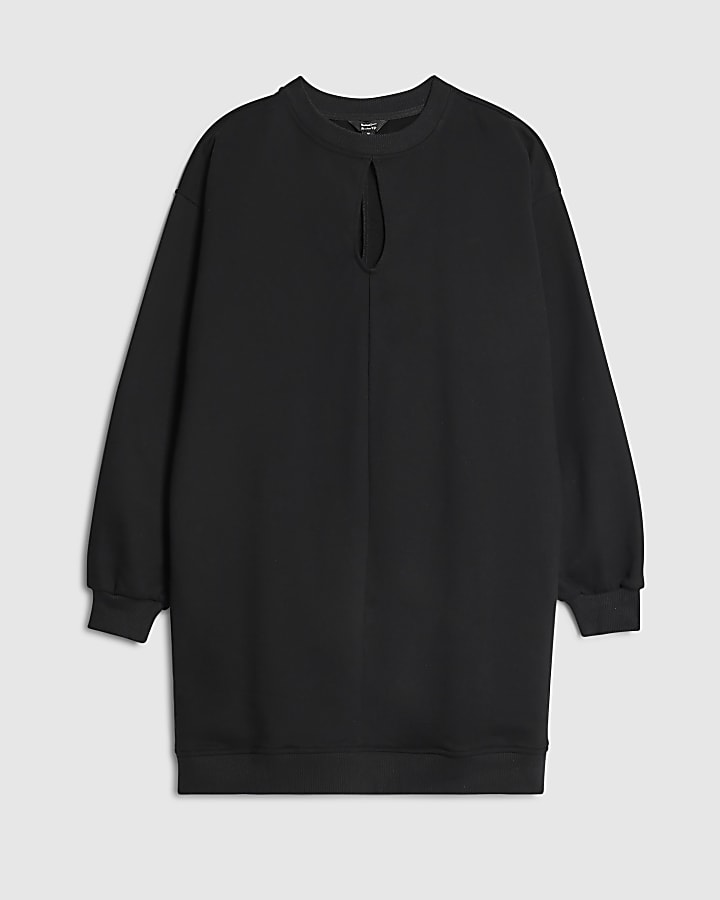 Black Bow Back Sweatshirt Dress