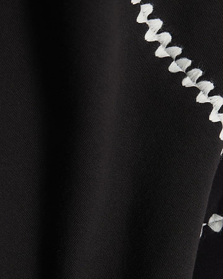 Black Long Sleeve Whipstitch Sweatshirt