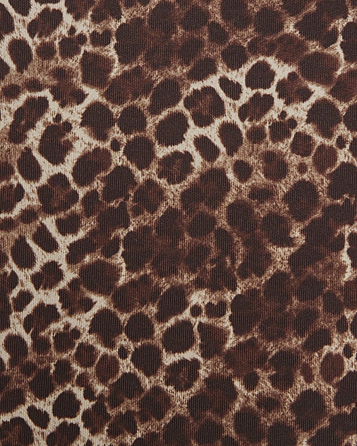 Brown Neoprene Leopard Print Boxy T-shirt