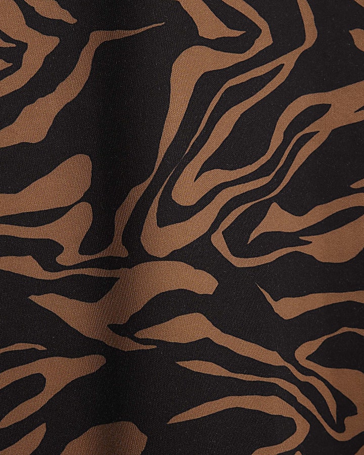 Brown Neoprene Zebra Print Boxy T-shirt