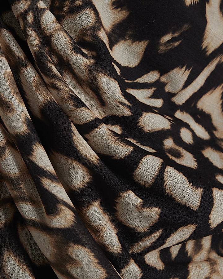 Black Long Sleeve Leopard Print Top