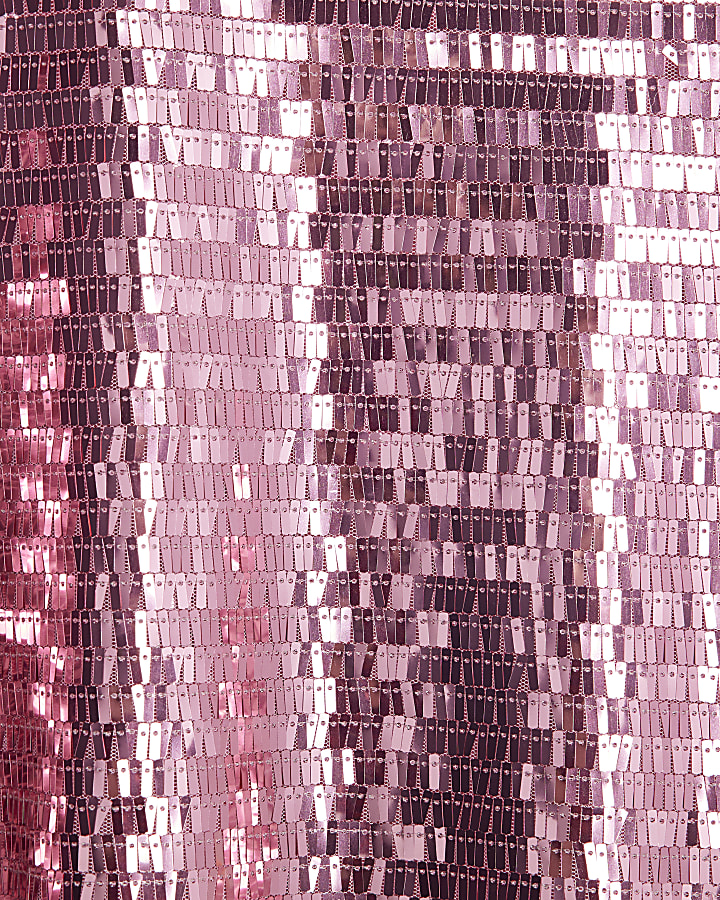 Pink Short Sleeve Sequin Top