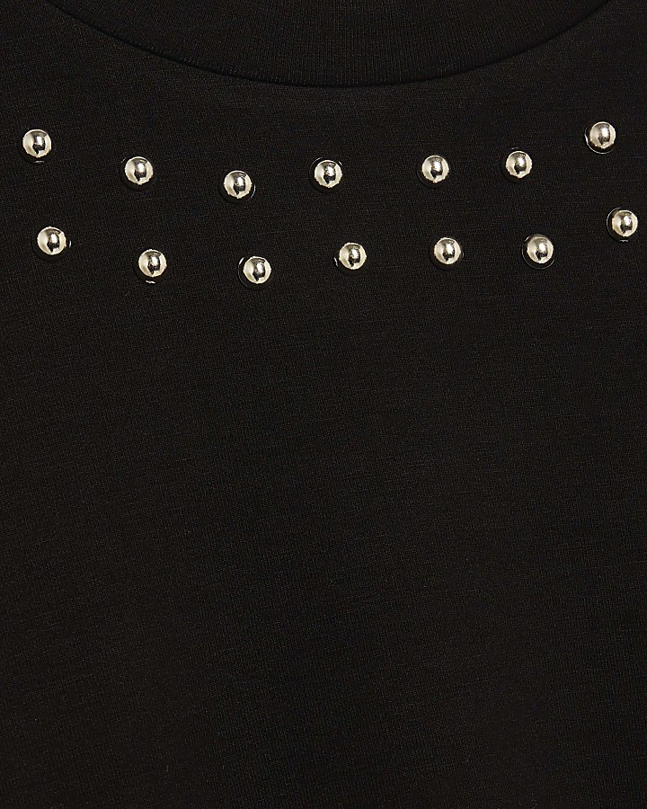 Black Neoprene Stud Batwing Sweatshirt