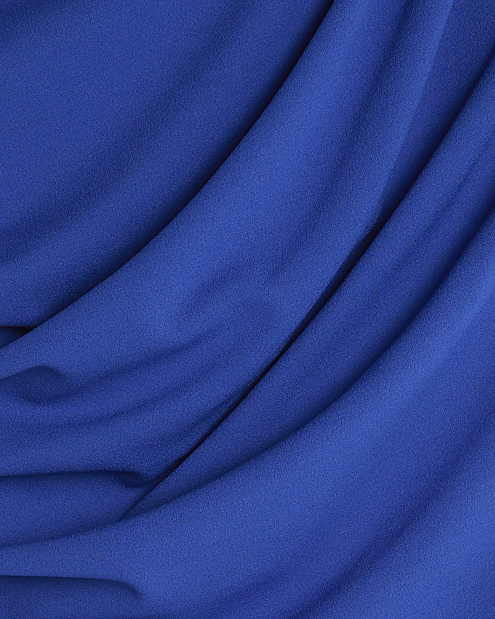Blue Short Sleeve Off Shoulder Drape Top