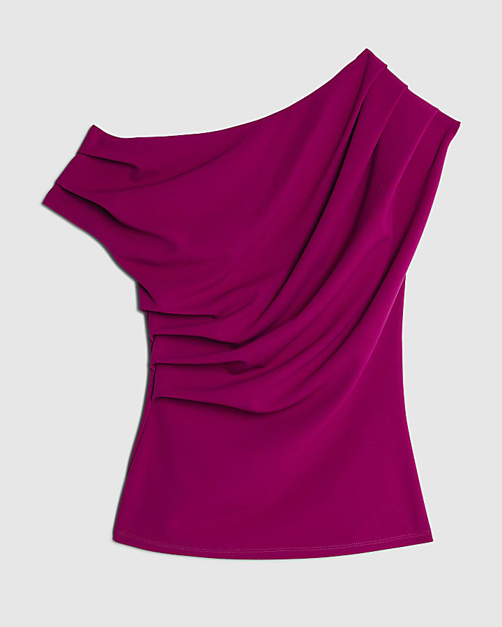 Purple Short Sleeve Drape Top