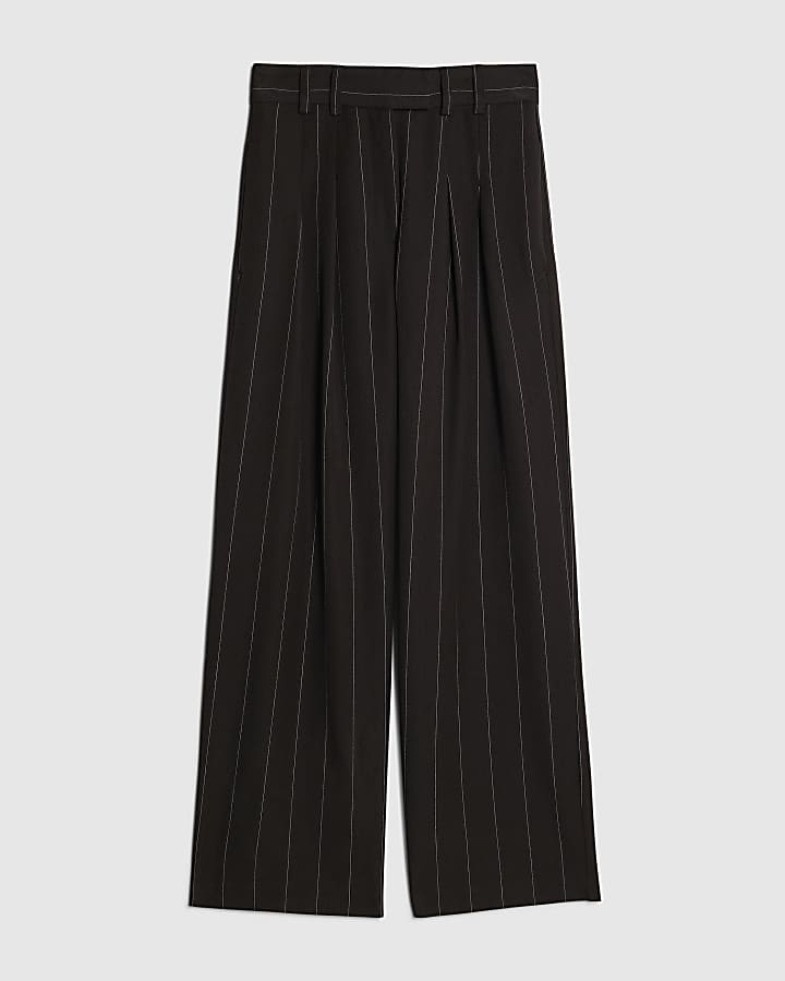 Black Pinstripe Wide Leg Trousers