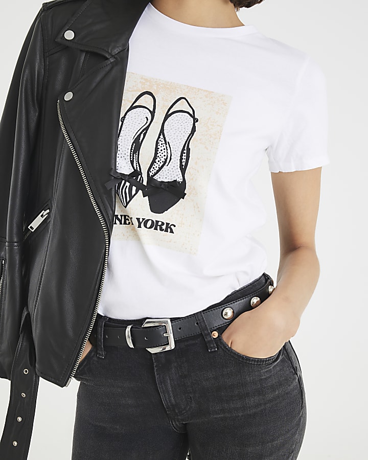 White New York Heels T-shirt