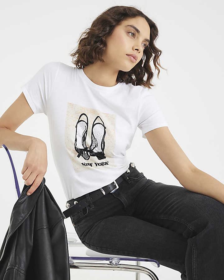 White New York Heels T-shirt