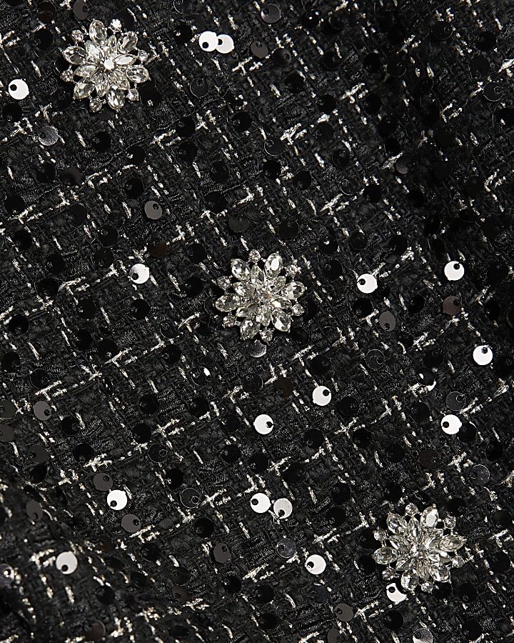 Black Boucle Sleeveless Sequin Waistcoat