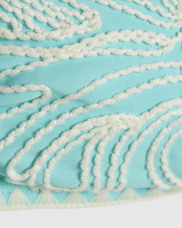 Blue Cornelli Print Bandeau Bikini Top