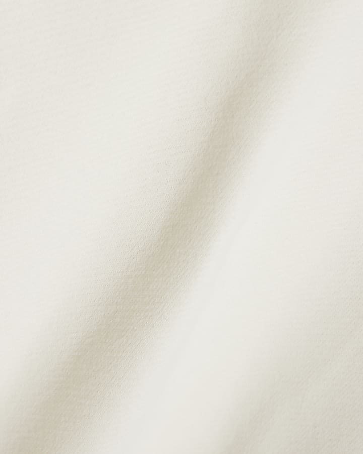 Cream Roll Neck Hybrid Knit Sweatshirt