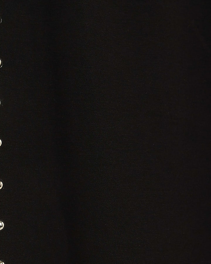 Black Stud Neoprene Wide Leg Joggers