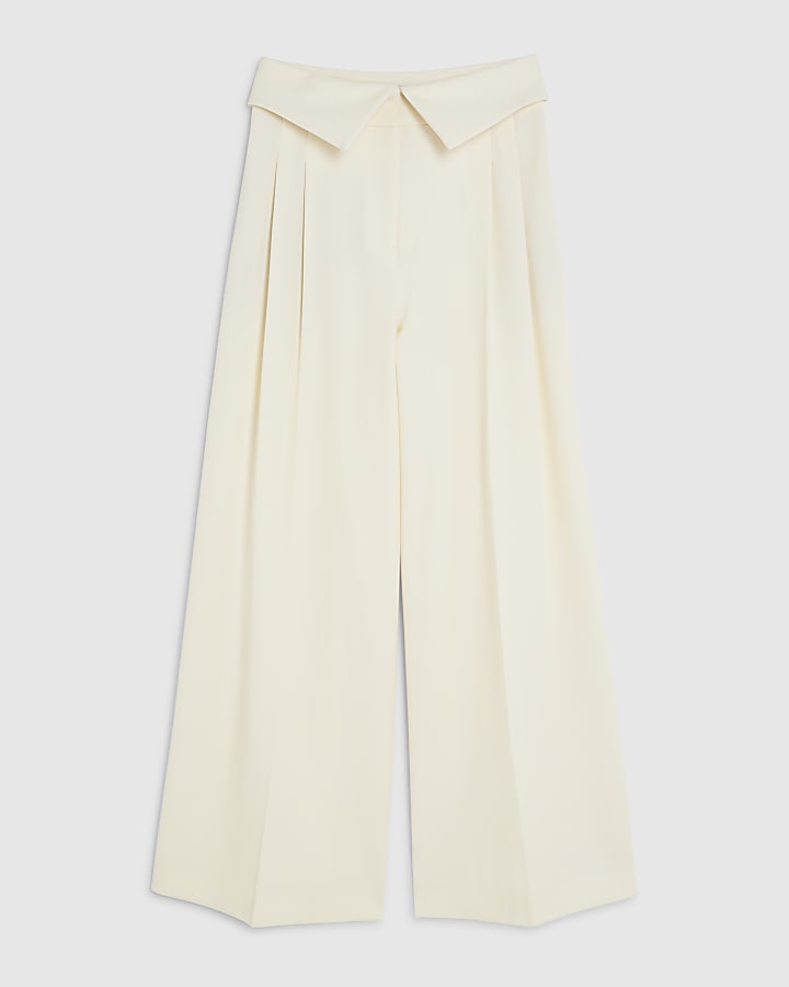 RI Studio Cream Foldover Waist Wide Trouser
