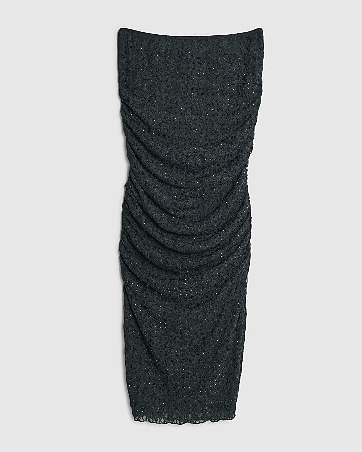Green Diamante Embellished Lace Midi Skirt