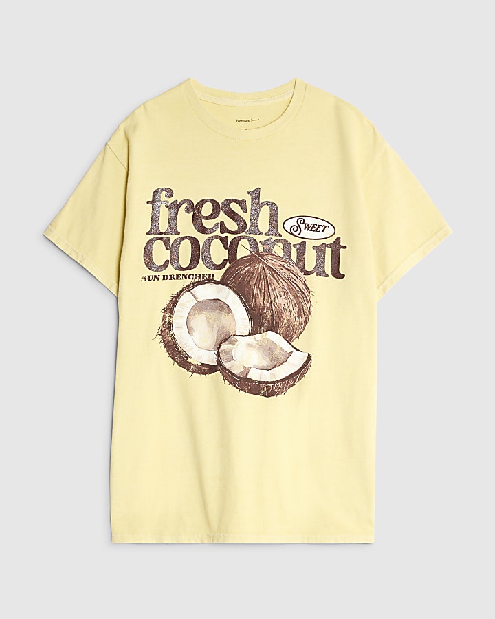 Yellow Short Sleeve Fresh Coconut T-shirt