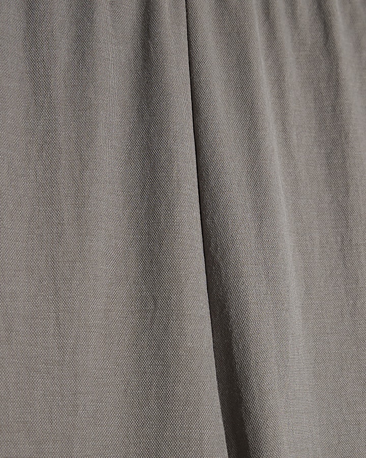Grey Linen Wide Leg Trousers