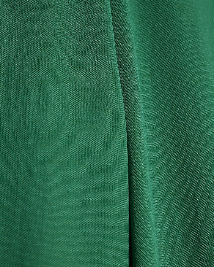 Green Linen Wide Leg Trouser