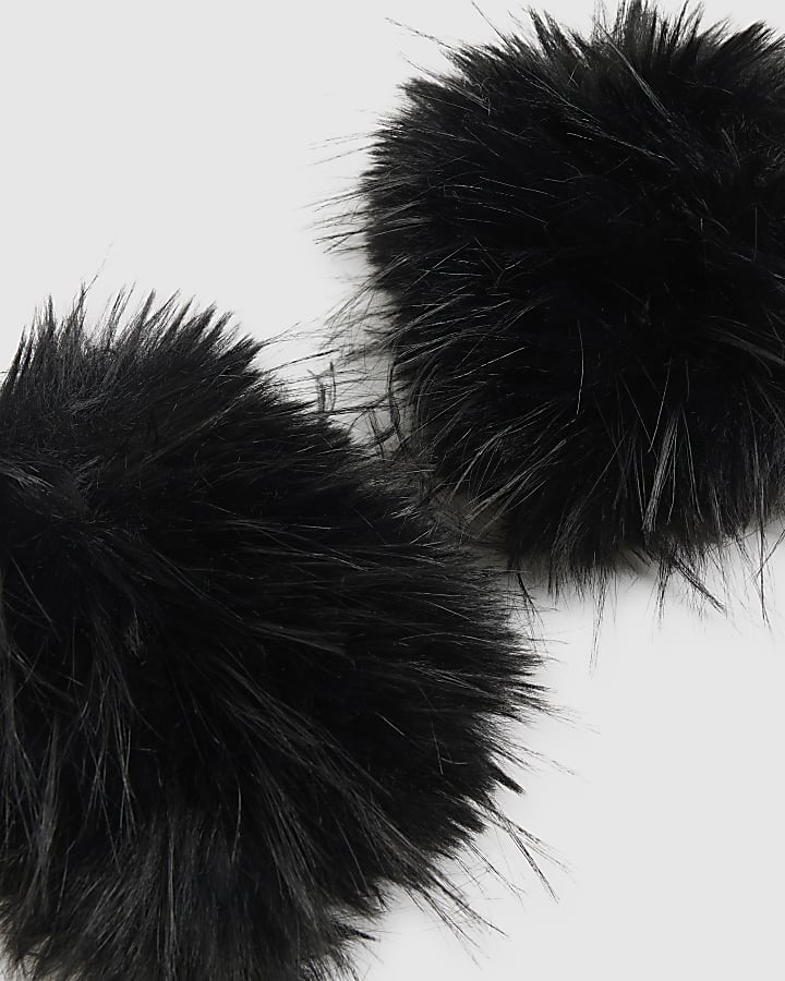 Black Faux Fur Oversized Cuffs