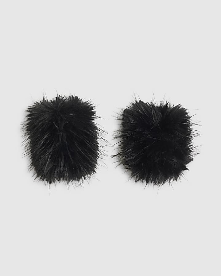 Black Faux Fur Oversized Cuffs