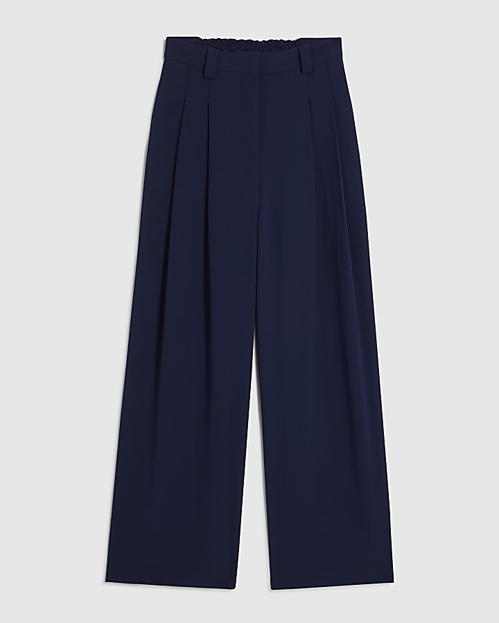 Navy Wide Leg Trousers