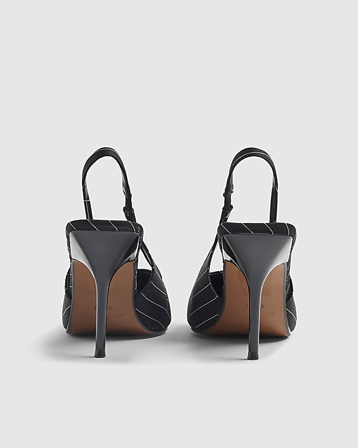 Black Pinstripe Court Heels