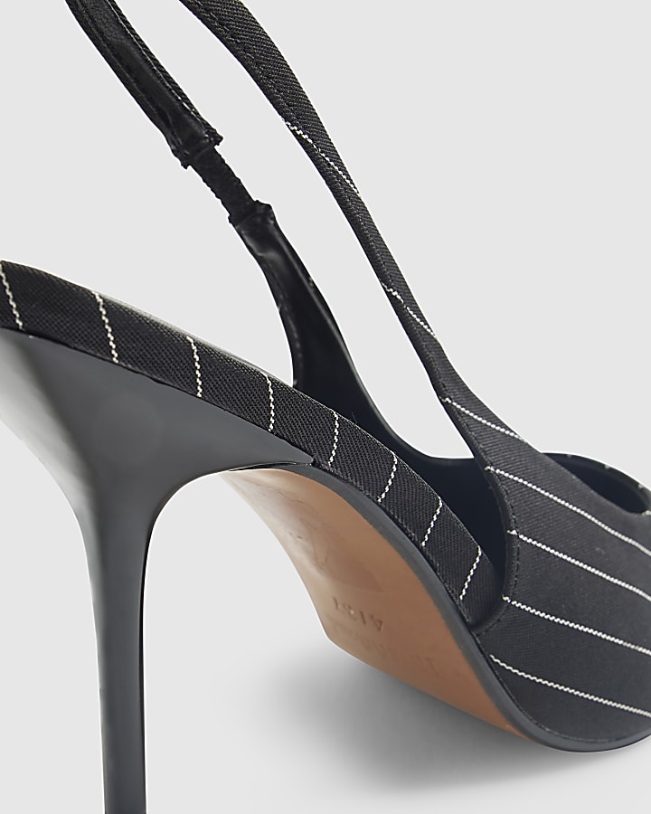 Black Pinstripe Court Heels