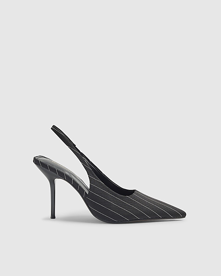 Black Pinstripe Court Heels