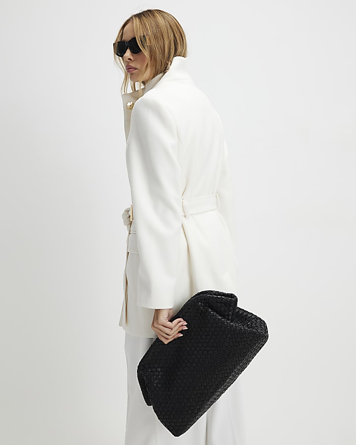 Cream Funnel Neck Wrap Short Coat