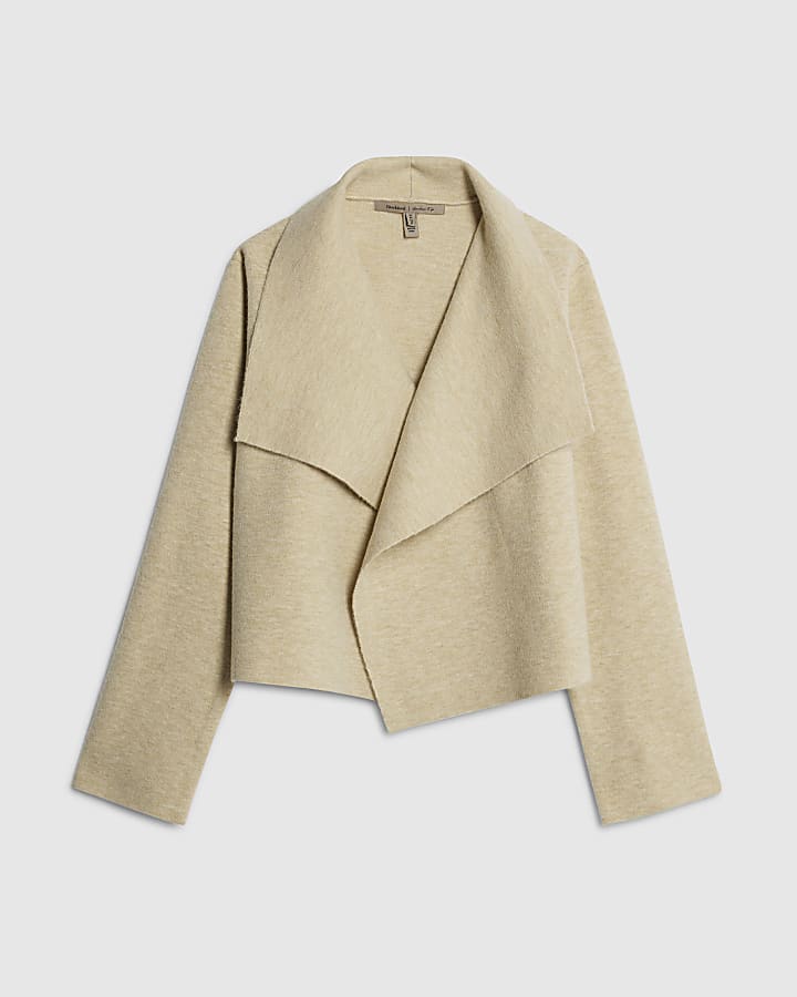 Cream Knitted Short Waterfall Cardigan