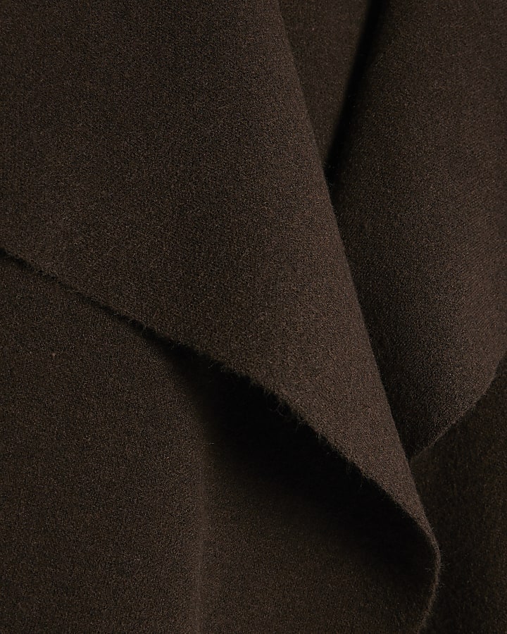 Brown Knitted Short Waterfall Cardigan