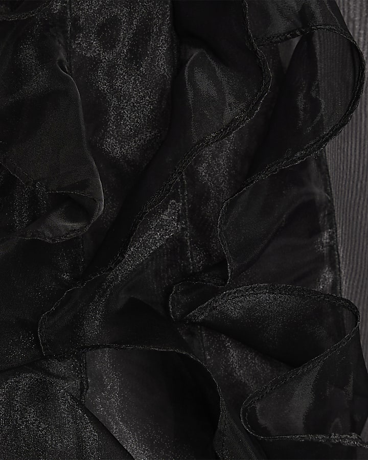 Black Sheer Ruffle Blouse