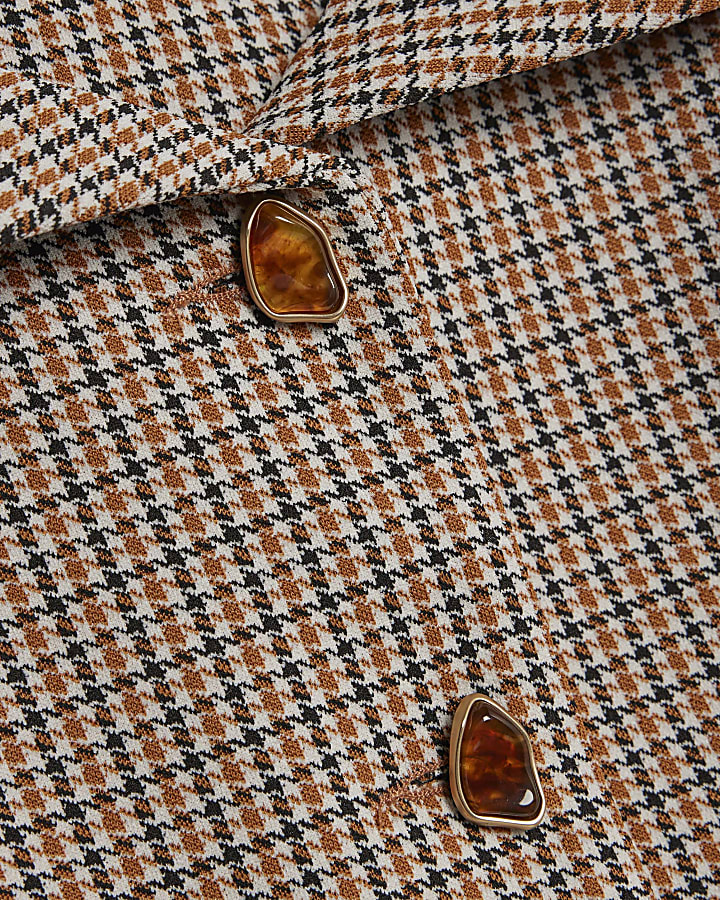 Brown Lapel Check Waistcoat