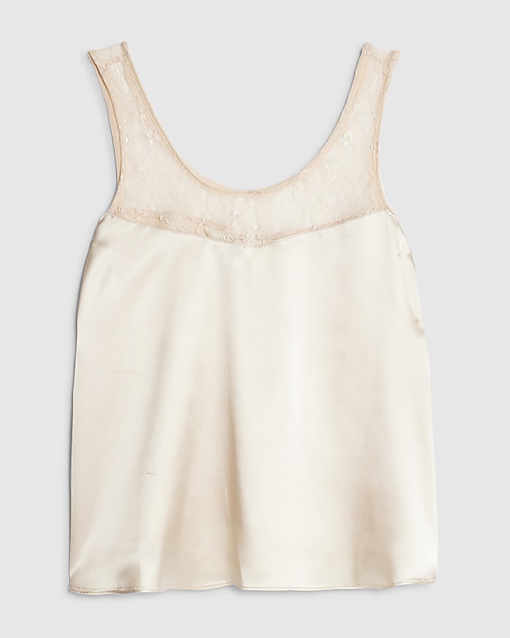 Pink Lace Trim Tank Top