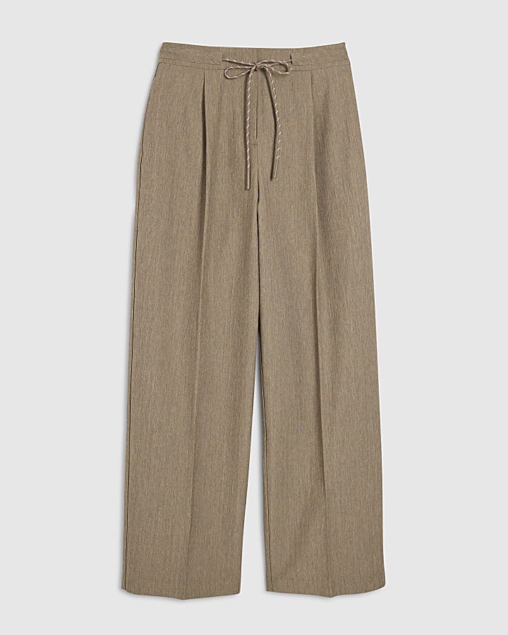 Beige Tie Detail Trousers