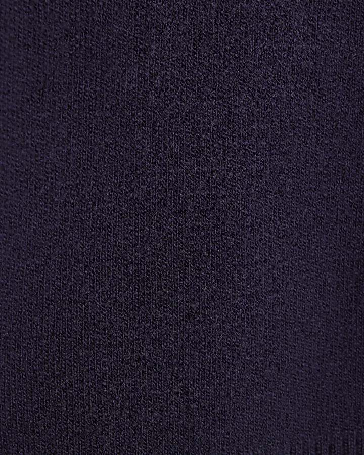 Navy Knitted Structured Sleeve Jumper