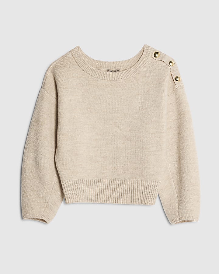 Cream Structured sleeve jumper