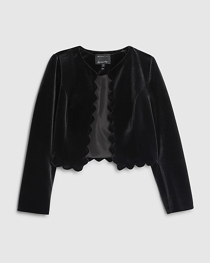 Black Velvet Scallop Trim Trophy Jacket