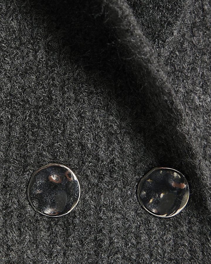 Grey Knitted Batwing Collared Cardigan