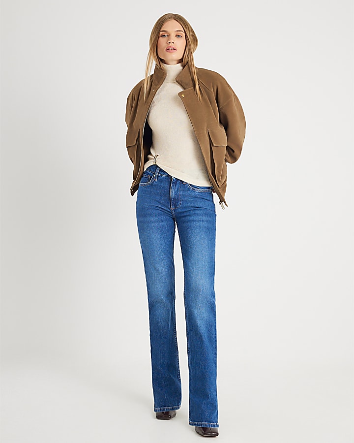 Cream Long Sleeve Gold Detail Roll Neck Top