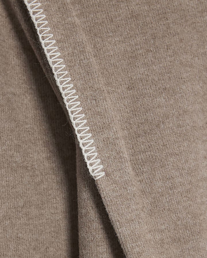 Brown Long Sleeve Whipstitch Sweatshirt