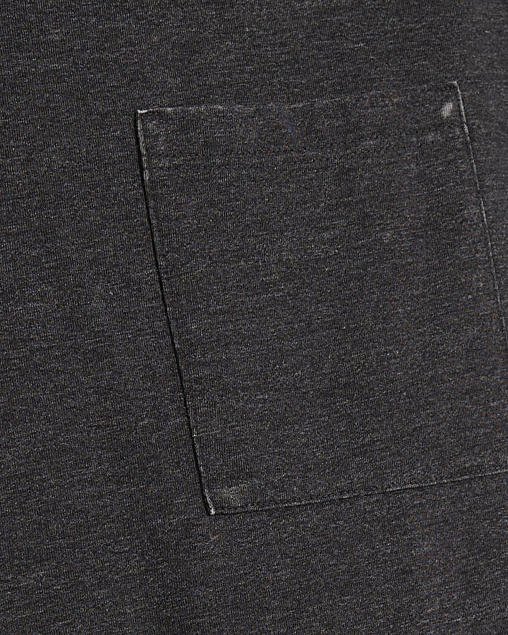 Grey Short Sleeve Burnout Pocket T-shirt