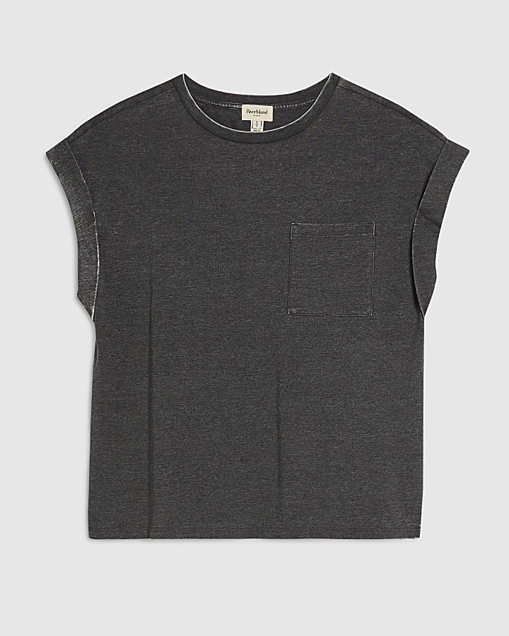 Grey Short Sleeve Burnout Pocket T-shirt