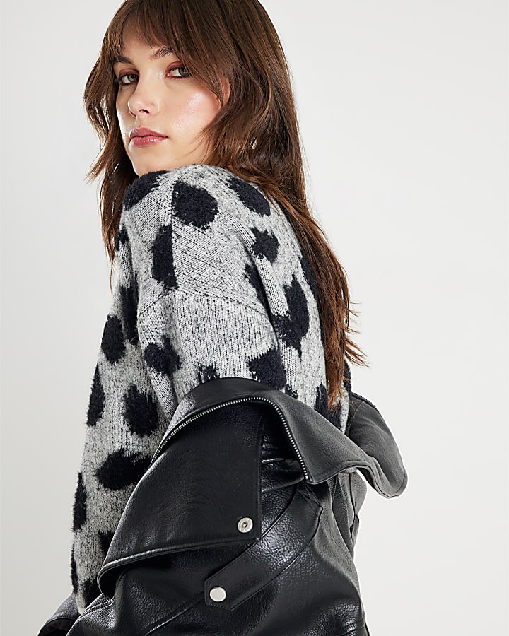 Black Leopard Print Jumper