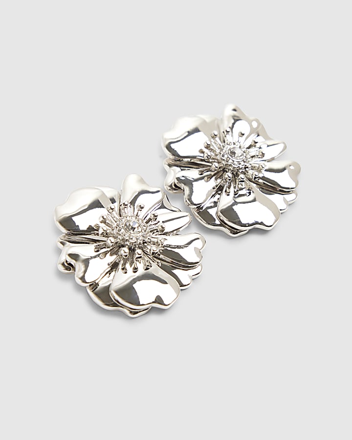 Silver Flower Stud Earrings