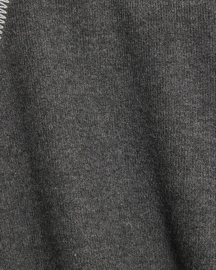 Grey Whipstitch Wide Leg Joggers