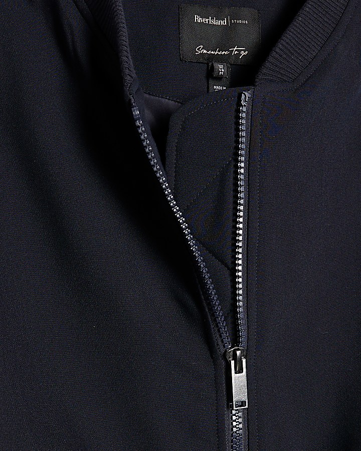 Navy Oversized Hybrid Bomber Jacket